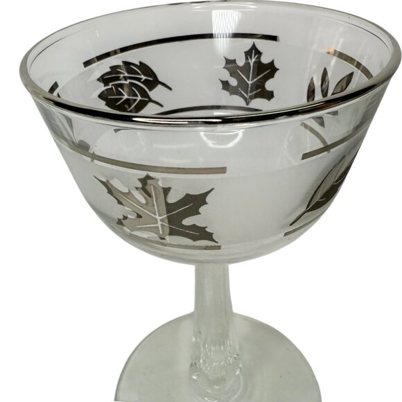 3 Vintage Libbey Silver Leaf Frosted Liquor Coctail Glasses Set 5 Inch - Picture 7 of 8